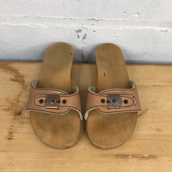 Vintage Dr Scholl Womens Size 6 Wooden Shoes - Picture 3 of 12